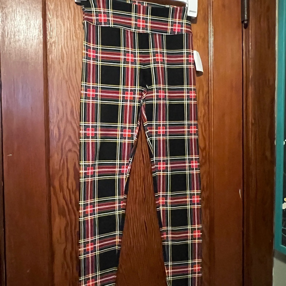 NWT J. Crew Tartan Plaid Leggings - Red, Yellow, Black